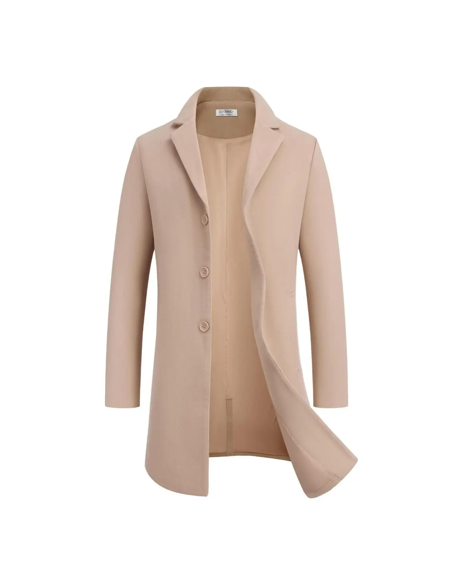 COOFANDY Fall Outfits Mens Wool Blend Coat Winter Trench Coats Notched Lapel Collar Single Breasted Overcoat Classic Peacoat With Pockets Menswear Cas