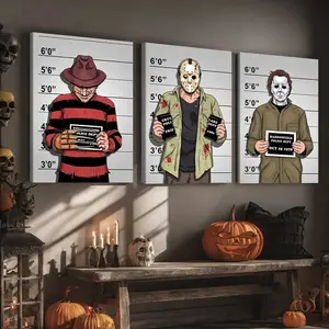 3 Counts Wooden Framed Canvas, Horror Movie Characters, Party Decorations, Home Hanging Paintings, Horror Theme, Unique Artwork, High-Definition Art