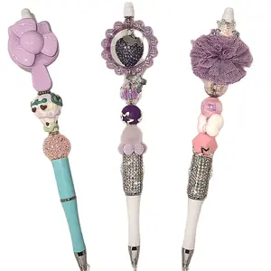 Premium bead, exquisite designs, fidget pen. Purple spinner, round globe berry spinner,  purple puff. ink refills included.  beaded design pens.