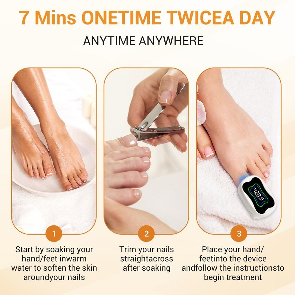 Nail Fungus Laser Therapy Device USB Rechargeable Nail Lamp 470nm Blue Light 910nm Infrared Dual-Wavelength Therapy Antibacterial Antifungal Nail Care Repair Gel Nail Dryer Manicure Tool for Home Salon Use Non-Invasive Safe Fungal Infection Removal