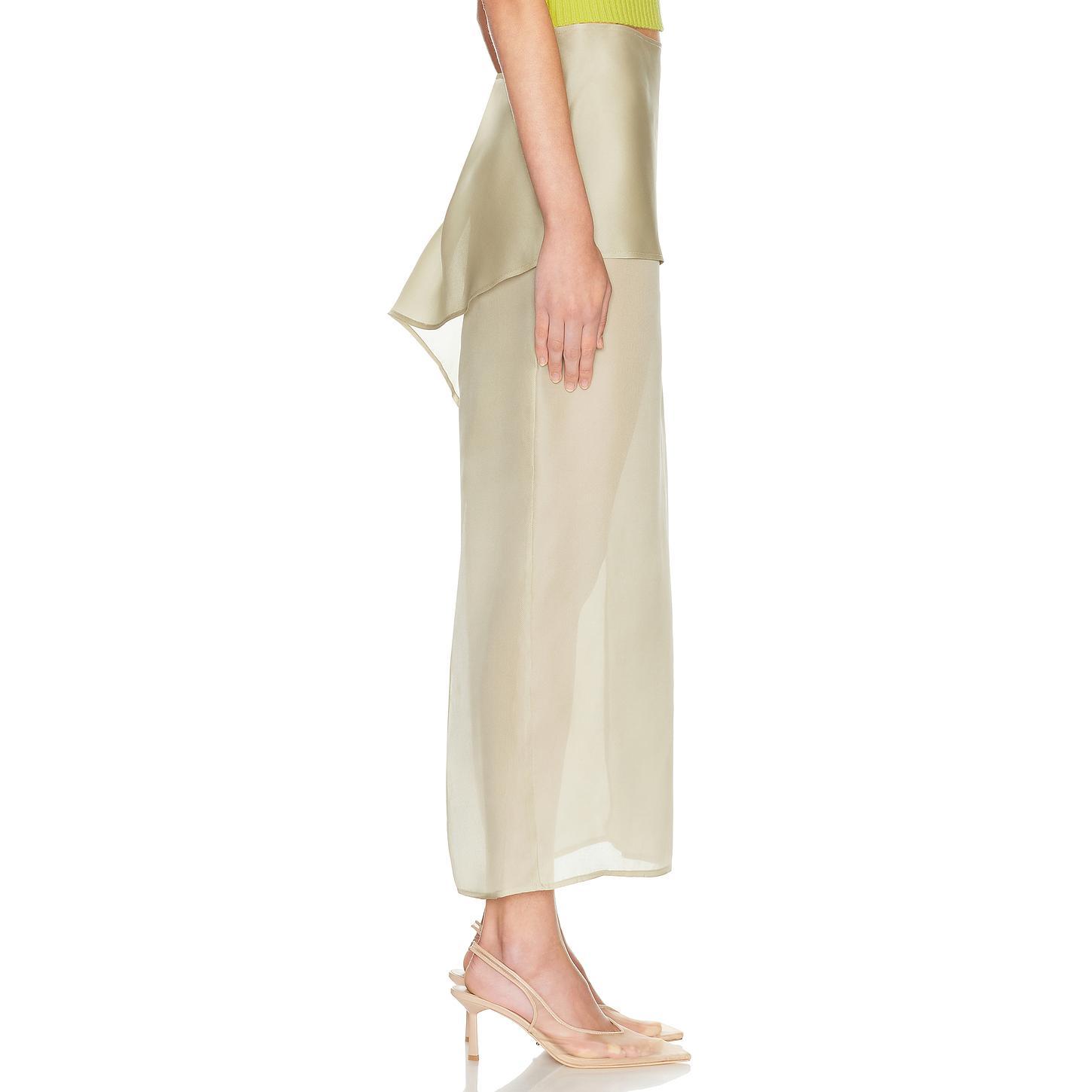 Helsa The Silk Gazar Skirt With Drape in Stone