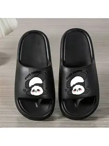 [ Product] 1 Pair Cute Panda Print Slippers, Unisex, Thick Sole Pillow Slippers, Men'S, Women'S Slippers, EVA Sole, Lightweight Soft Open-Toe, Shower Shoes, Suitable for Indoor Outdoor Beachwear, Casual Style, All Seasons, Women Shoes