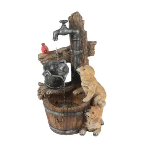 LuxenHome Resin Puppies Outdoor Patio Fountainw/ Light LuxenHome Resin Puppies Outdoor Patio Fountainw/ Light