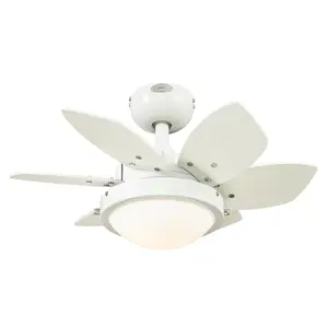Westinghouse  24 in. Opal Frosted Glass Indoor Ceiling Fan with Reversible Blades - White & Beech