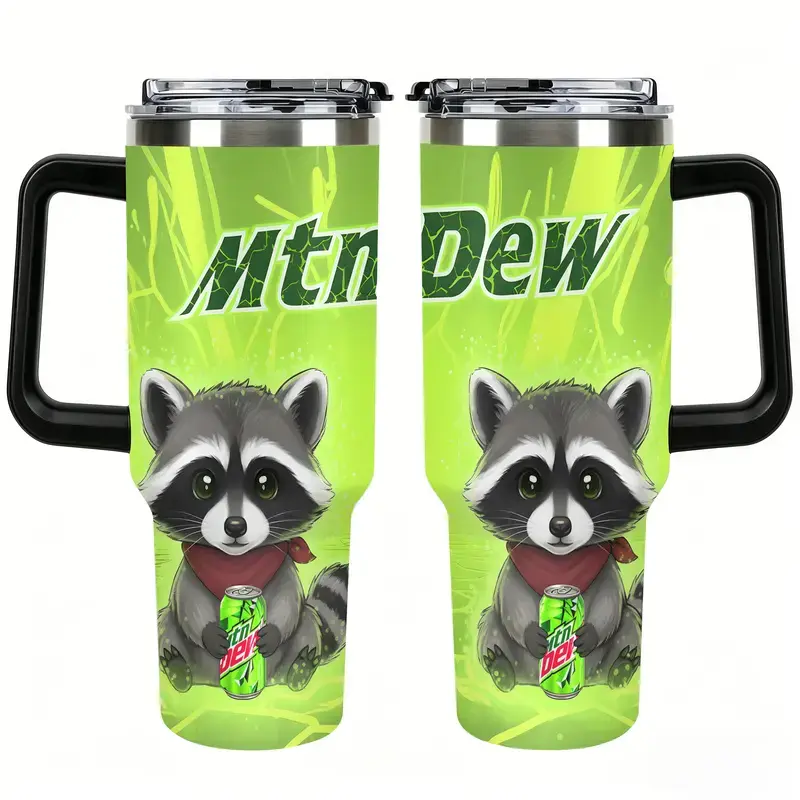 Mtn Dew Cute Raccoon 40oz 20oz Tumbler with Handle Straw, Perfect Gift for Soda Lovers & Farm Animal Fans, summervibes, dealsforyou