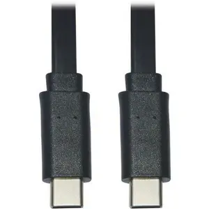 Tripp Lite U040-003-C-FL USB-C Flat M-M Cable - USB 2.0, Thunderbolt 3 Compatible - Black, 3 ft - For Smartphone, Cellphone, Mobile Device Charger Needs, C-Type Cables, Universal Usb-C Cables