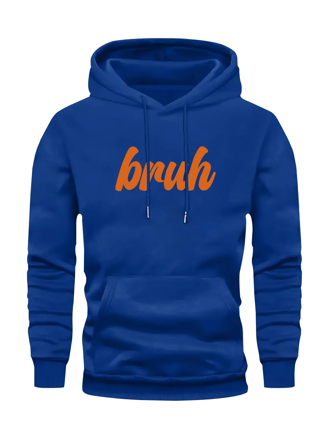 Men's Fashion Bruh Print Hoodie Sweatshirt, Kangaroo Pocket, Geometric Pattern, Casual Fitted Hooded Pullover, Fall & Winter Style, Graphic Hoodie