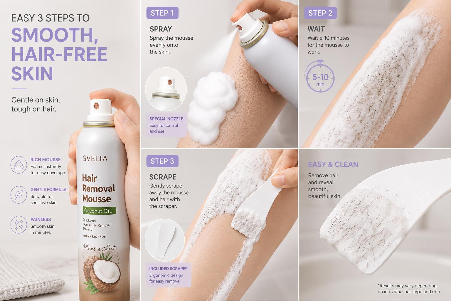 SVELTA Korean Bikini Hair Removal Cream Mousse, Fast-Acting Depilatory Foam for Sensitive Skin with Coconut Oil, Aloe Vera Gel & Scraper, Gentle K-Beauty Body Hair Remover for Women & Men, Legs, Arms & Underarms SVELTA Korean Bikini Hair Removal Cream Mousse, Fast-Acting Depilatory Foam for Sensitive Skin with Coconut Oil, Aloe Vera Gel & Scraper, Gentle K-Beauty Body Hair Remover for Women & Men, Legs, Arms & Underarms