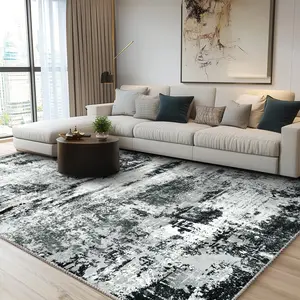 Art Area Rugs, Modern Abstract Washable Rug For Living Room, Stain Resistant Non-Shedding Distressed Area Rug With Non Slip Backing For Bedroom