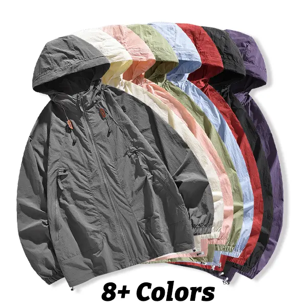 8 Colors Lightweight Hooded Sun-Protective Jacket — Adjustable Drawstring Fit, Breathable Sun Cover Outerwear for Men and Women, Thin Spring/Summer Outdoor Commuter Jacket