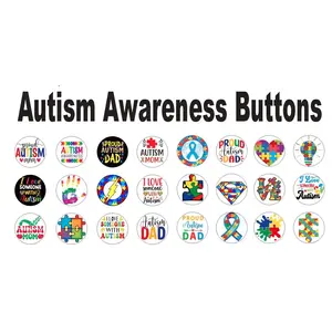 A143 Autism Awareness Buttons Pack of 24