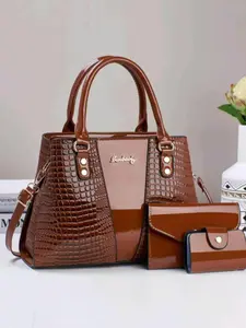 Women's Elegant PU Leather Handbag Set, Fashionable Shoulder Bag & Coin Purse, Casual Multifunctional Daily Commuter Bag