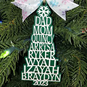 Custom Family Christmas Tree Ornament, Name Tree Ornament, 2023 Family Christmas Ornament