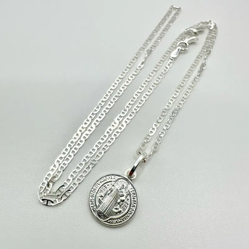St. Benedict Medal 925 Silver for baby’s– 18″ Chain Included Protection Faith