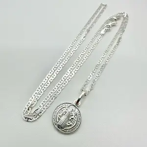 St. Benedict Medal 925 Silver for Kids – 18″ Chain Included Protection Faith