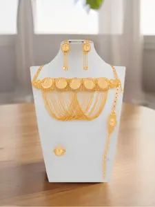 Middle Eastern Style Arabic Rose Champagne Women's Jewelry, Classic Elegance with High-Quality Handmade Chain, Perfect Gift for Gatherings and Ramadan