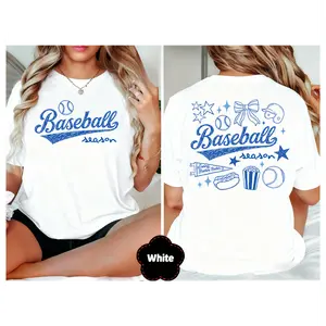 ⚾️100% Cotton Unisex Baseball Season Retro T-Shirt, Vintage Style Baseball Design Graphic Shirt for Sport Lover, Trendy Baseball Mom Tee