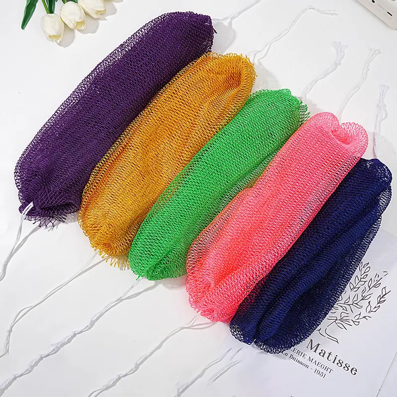 Exfoliating African Bath Sponge Long Net Washcloth for Body Deep Cleansing Dead Skin Remover Back Scrubber