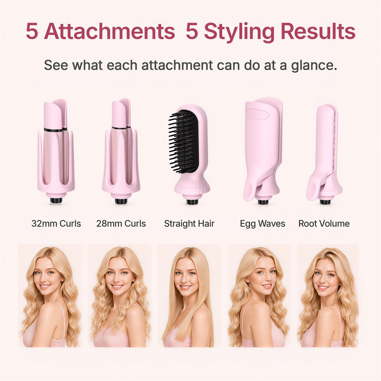 5-in-1 Automatic Rotating Curling Iron Set, Negative Ion Hair Styler for Effortless Curls, Beach Waves & Sleek Straight Looks, Fast Heat-Up, Anti-Scald Design 5-in-1 Automatic Rotating Curling Iron Set, Negative Ion Hair Styler for Effortless Curls, Beach Waves & Sleek Straight Looks, Fast Heat-Up, Anti-Scald Design