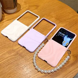 Alpha Pattern Phone Case with Foldable Leather Texture Hinge Side Buckle Full Protection Anti-Drop Cover for Samsung Galaxy Z Flip 7 FE / Z Flip 7 / Z Flip 6 / Z Flip 5