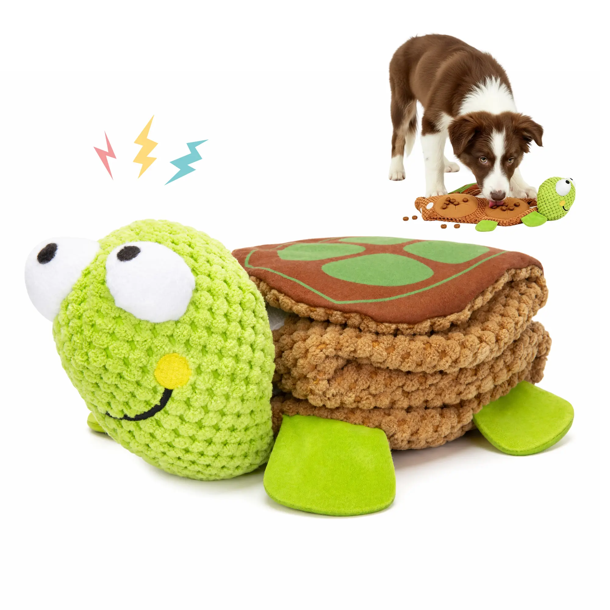 Potaroma Turtle Snuffle Mat Dog Toy, Interactive Squeaky Treat Hiding Puzzle Enrichment Toy for Small Medium Dogs, Foldable Sniff Chew Plush Toy Relieve Boredom Anxiety