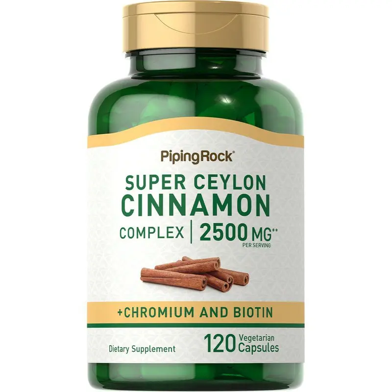 Piping Rock Ceylon Cinnamon Capsules 2500 mg | 120 Pills | Complex Supplement with Chromium and Biotin | Vegetarian, Non-GMO, Gluten Free