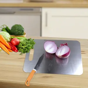 Stainless Steel Cutting Board Durability, Double Sided 304 Stainless Non StickChopping Cutting Board for Meat Fruit &Vegetable, Durable Chopping Board, Kitchenware,(Thin and Light Cutting Board) Lightweight