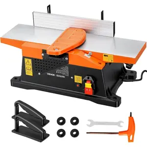 VEVOR Spiral Benchtop Jointer, 6 in, 2 HP 12000 RPM Bench Top Wood Jointer, with 12 - Blade Spiral Cutterhead, Up to 1/8 in Depth, Adjustable Fence, 6x 23 in Cast Aluminum Table, for Woodworking DIYVEVOR Super Brand Day