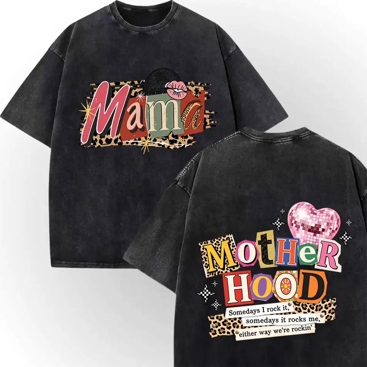 Vintage Wash Mothers Day Mom Tee – 100%25 Cotton Double-Sided Print, Motherhood, Leopard Print, Colorful Mom Life, Ransom Letter. Lovely Gift For Mom Wife # TikTokMadeMeBuyIt # GiftIdeas # GiftForHer invincible shirt Casual Hoodie Everyday Loose
