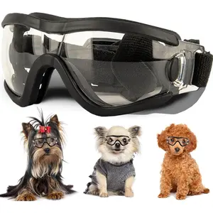 Small Dog Sunglasses with Adjustable Strap UV Protection Winproof Puppy Goggles Soft Eye Protection for Dogs