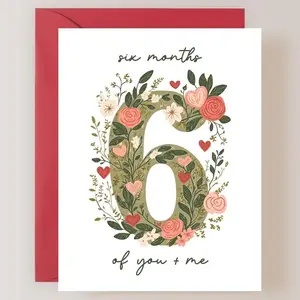 6 Month Anniversary Card, For Girlfriend, For Boyfriend - (FPSANN0017)