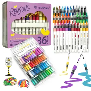 24/36 Shades Acrylic Marker Set - Clear Organizer Case, Quick Dry & Seamless Color Transition! Waterproof, Safe & Perfect for Wood, Glass, Ceramic Crafts Double Tip Double Color Acrylic Paint Marker