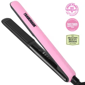 Trademark Cosmic Flat Iron with 1 inch Tourmaline Ceramic Plates, Hair Straightener, Hair Styling Tool, Creates Waves and Curls, Pink
