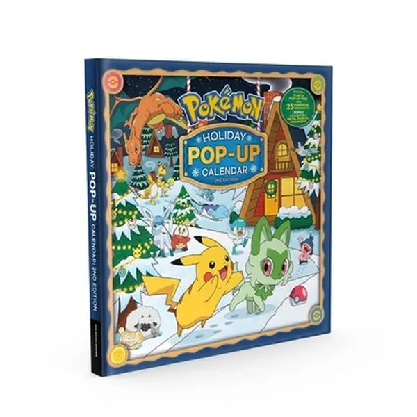 Pokémon Holiday Advent Pop-Up Tree Calendar - Children's Book with Illustrated Scene, Pikachu Press Hardcover (Join Pikachu and Friends for Fireside Celebrations), Illustrated Holiday Scene
