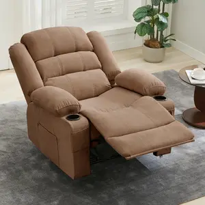 Garvee Large Recliner Chair for Adults with Manual Pull Tab, 3-Position Reclining Sofa with Cup Holders, Overstuffed Single Sofa Chair for Living Room, Supports up to 350 Lbs