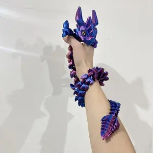 Glowing Dragon Statue with Moving Joints & Glowing Eyes - 3D Printed Luminous Crystal Dragon Figure, Durable Plastic, Multi-Joint Movable Body, Randomly Colored Eyes (Blue/Pink/White/Purple) - Unique Birthday/Christmas/Easter/Thanksgiving Gift for &