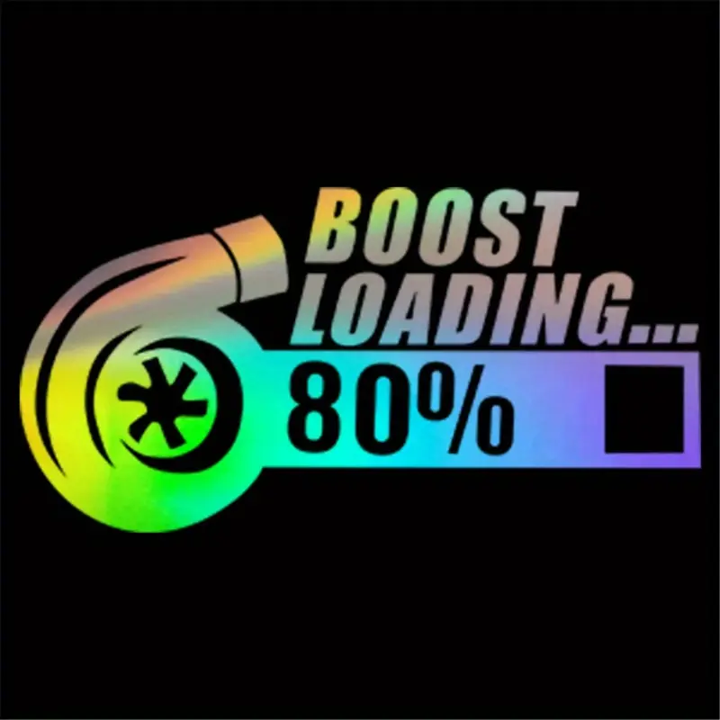 1PC Street Trendy Hardcore Tuning Turbocharger Logo Sticker Stick it on performance car windows or tuning enthusiast backpacks. This holographic turbocharger + "BOOST LOADING" loading slogan decor instantly has a hardcore cool vibe.