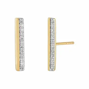 10K Yellow Gold Split Bar Diamond-Set Post Earrings