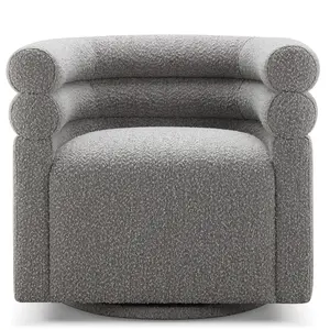 CHERS Swivel Accent Chair, Upholstered Boucle Barrel Chair for Living Room, Bedroom Small Space, Office, 360-Degree Swivel Armchair