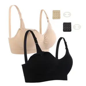 Women's 2PCS Maternity Clothing Nursing Bras - Wirefree, Seamless Breastfeeding Bralette for Pregnant Moms