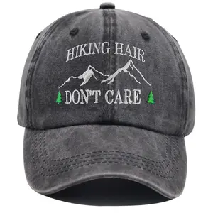 Hiking Hair Don’t Care Hats Women Men, Adjustable Embroidered Mountain Trees Baseball Cap Birthday Gifts, Camper Accessories for Vacation Must Haves