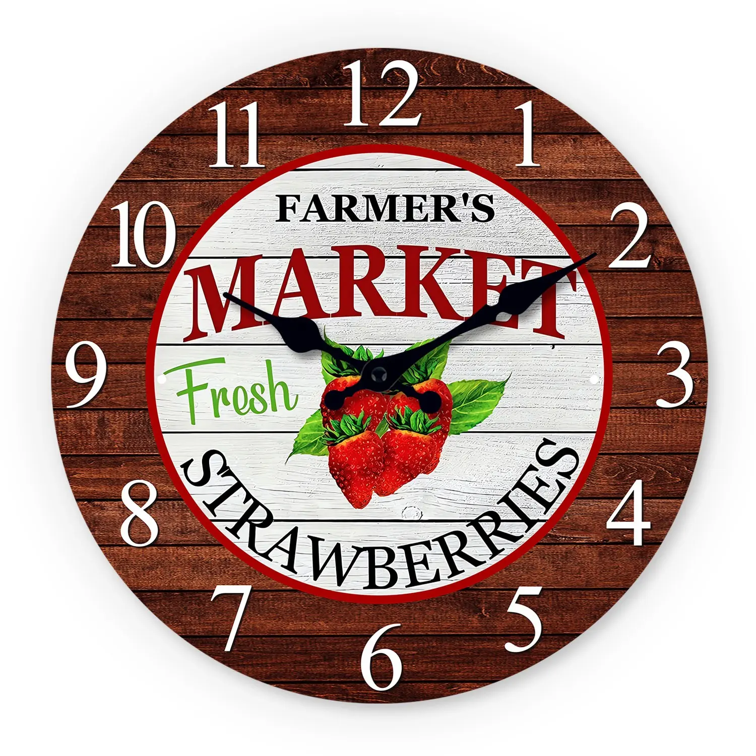 Strawberry Pattern Wooden Wall Clock, Silent Operation, Aa Battery Powered, Ideal for Kitchen Living Room Bedroom, Valentine's Day Festival Ramadan