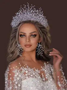 Rhinestone Decorated Crown for Wedding, Bridal Party Favor, Elegant Bridal Headwear for Wedding Bridal Party Formal Occasions