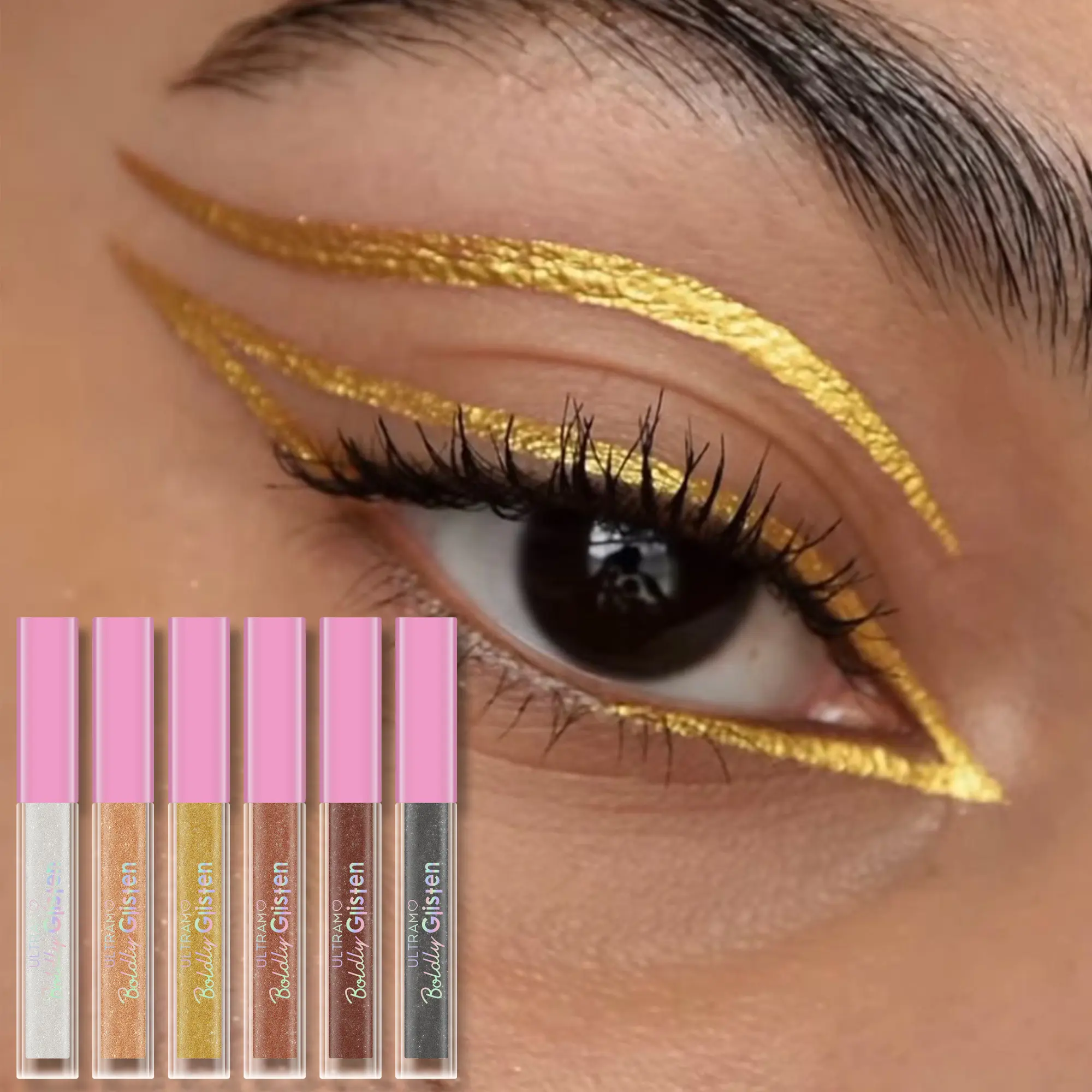 6-Color Pearlescent Liquid Makeup Set for Adults - Long-Lasting Waterproof Non-Smudged Eyeliner, Eye-Enhancing Highlight Eyeshadow, Extremely Fine Brush, Flawless Lipliner, Contains Neither Harmful Additives, Single Item, 24-Month Shelf Life, Cosmetic, Ve