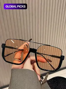 Rectangular Aviator Sunglasses for Women & Men, TikTok Viral Y2K Tinted Lens Shades, Trendy Vintage Fashion Eyewear for Driving, Beach, Travel, Festival & Everyday Summer Outfits