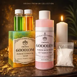 ORISHA 6000 LÔM Power Bath small Set Luxury Spiritual Bath Collection with Oud Sandalwood & Musk Fragrance for Self-Care Body Care Calming Cleansing 8 oz