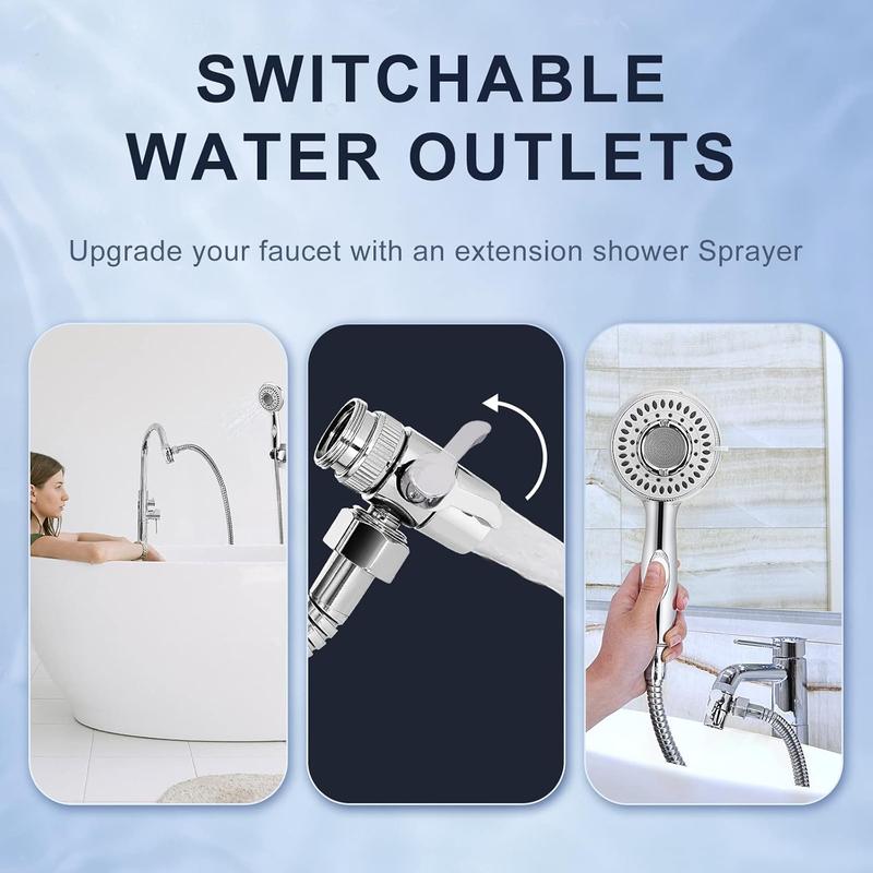 Shower Head Sink - Faucet Bathtub, Hose Sprayer Attachment with 9 Adapters, 79" Hose for Hair Washing, Pet Dog Rinse & Baby Bath, ON/OFF Extension for Tub Faucet, Utility Sink, Laundryroom, Garden