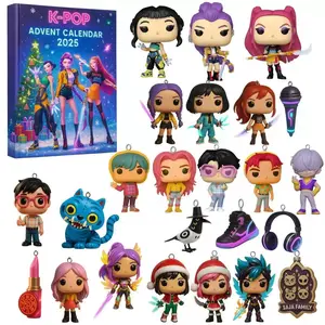 Demon Hunters Advent Calendar Keychain Countdown with 24 2D Keyring Toys Perfect Gifts for KidsAdults Teens Halloween Christmas Decorations K-PopEdition