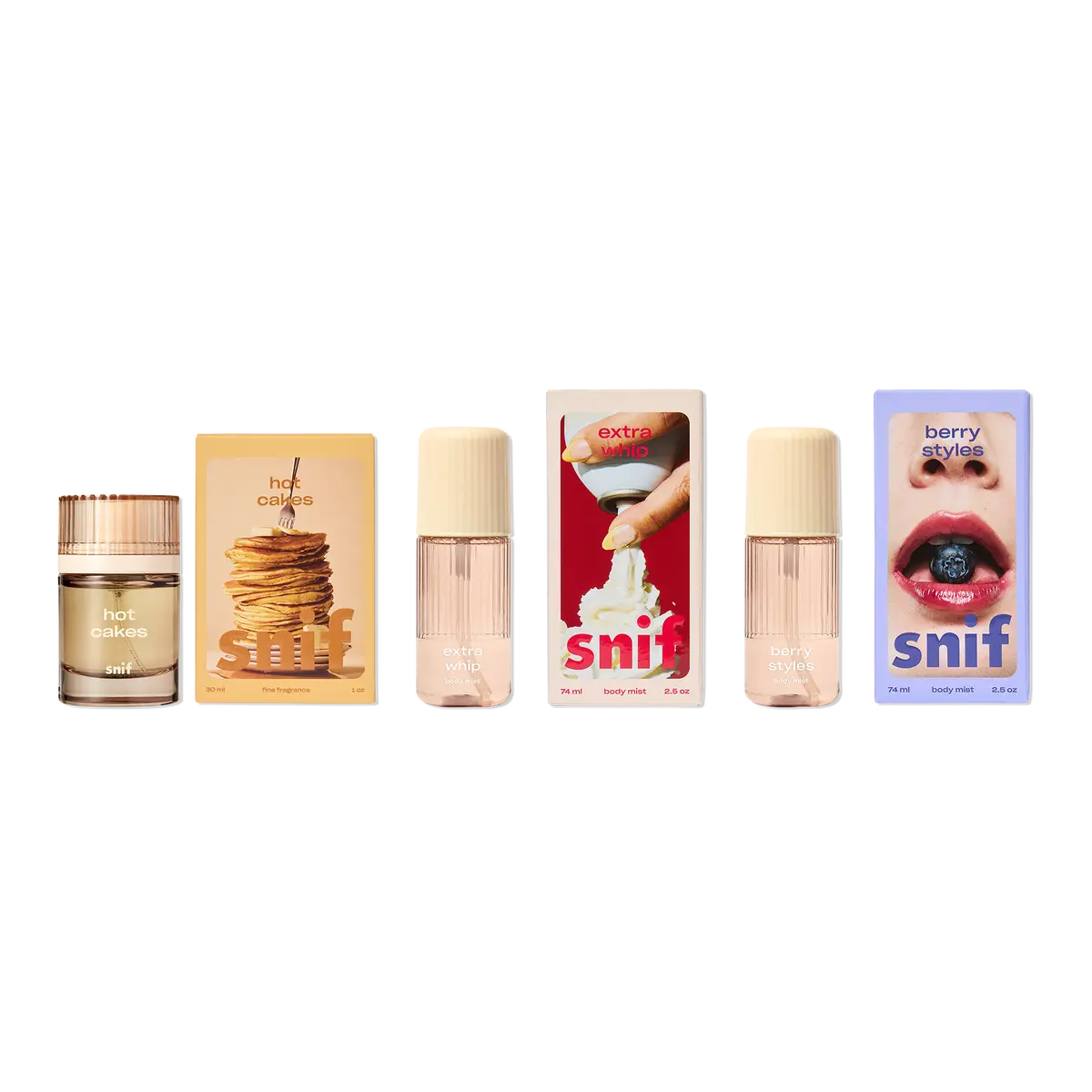 Snif Berry Styles Brunch Bundle - Full Size Hot Cakes + 2 Travel Size Body Mists