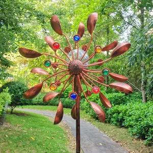 [3D] Dynamic Wind-Powered Rotating Ornament; Solar-Powered Outdoor Metal LED Ball with Multicolored Lights - Rotates in Both Directions; Ideal for Valentine'S Day, Easter, And Home Decor for Yards, Lawns, And Gardens outdoorfun
